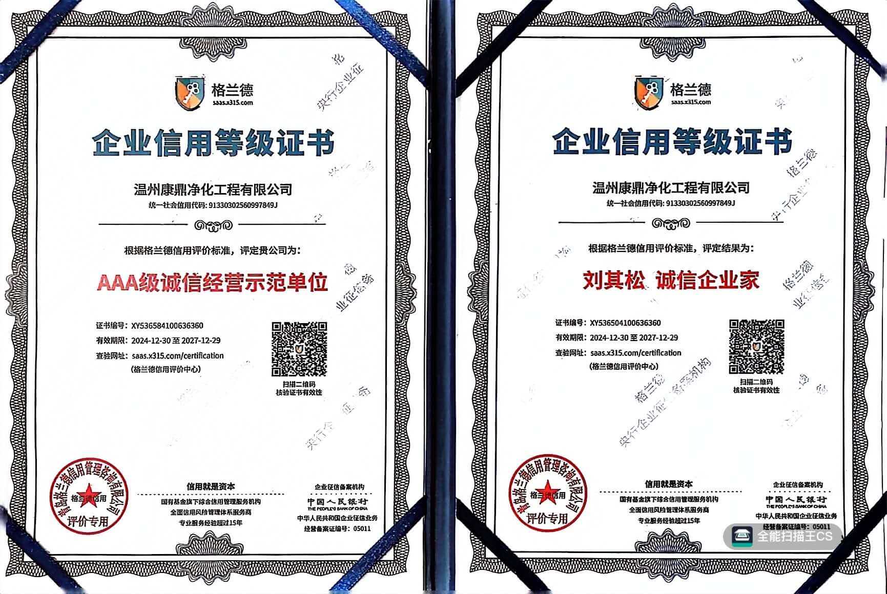 企業(yè)信用等級(jí)證書